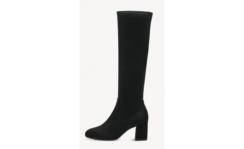 Tamaris μαύρη under the knee μπότα με χοντρό τακούνι 1-25508-41 001 Γυναικείες  Μπότες